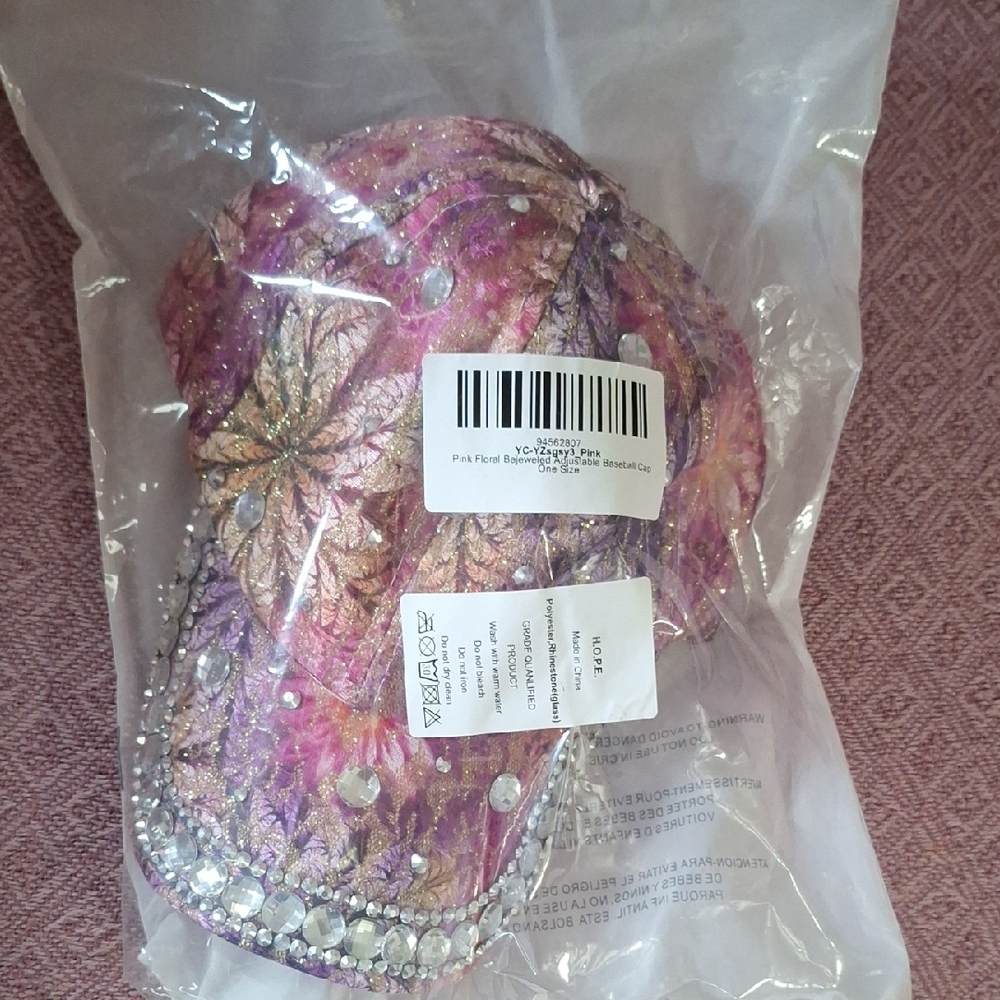 Designer FRANCE CLASSICAL FASHIONABLE Embellished Pink Cap 1 Size Fit All - Picture 5 of 16